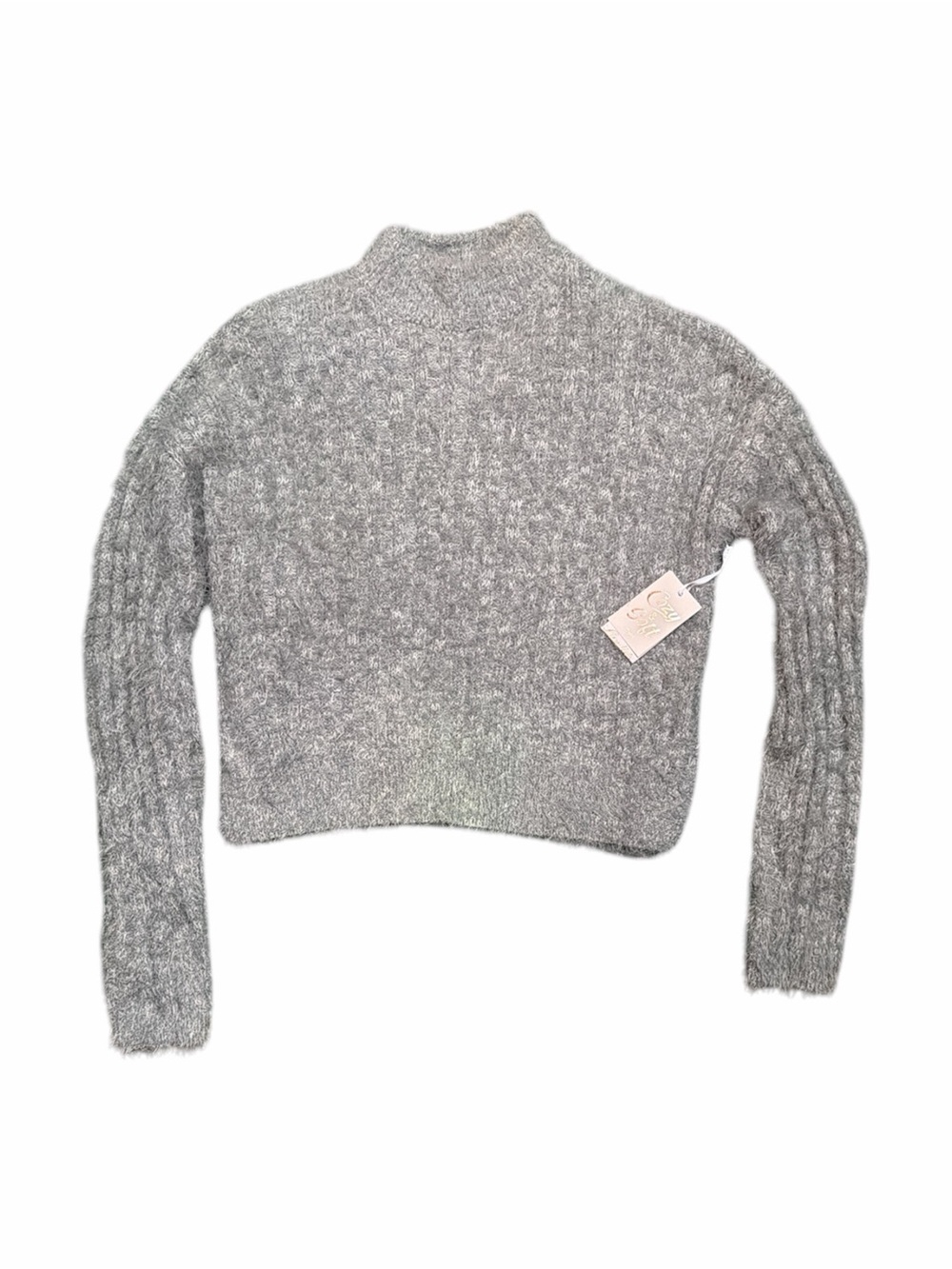 Candie’s Cozy & Soft Fuzzy Knit Sweater Gray Cropped Stretchy Size Small